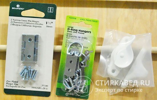 Для изготовления конструкции понадобятся штырьковые петли, дюбели, шурупы, скобочные шарниры