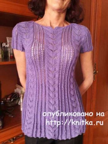 Туника с ажурными дорожками и листьями. Работа Марины Ефименко