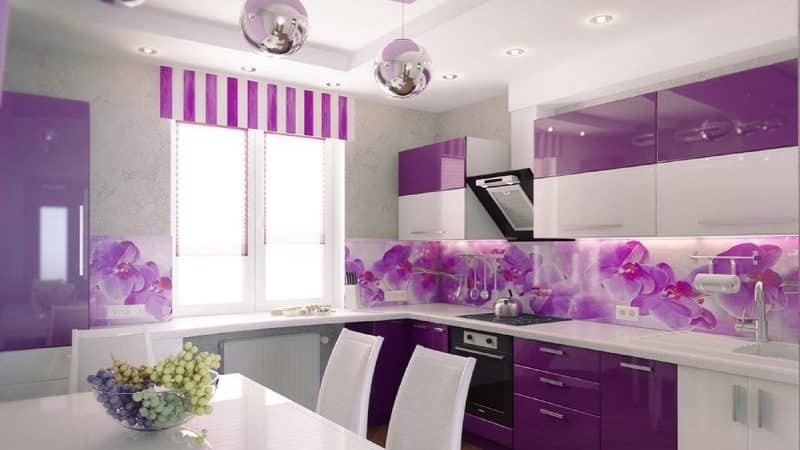Фиолетовая кухня в современном стиле