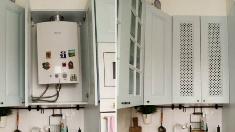 Как спрятать газовую колонку и укоротить трубу на кухне