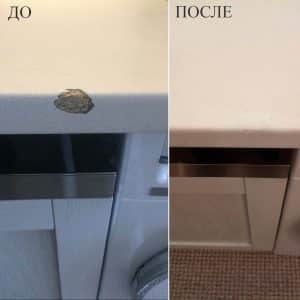 Ремонт столешниц из ламинированного ДСП: сколы и заделка дырок