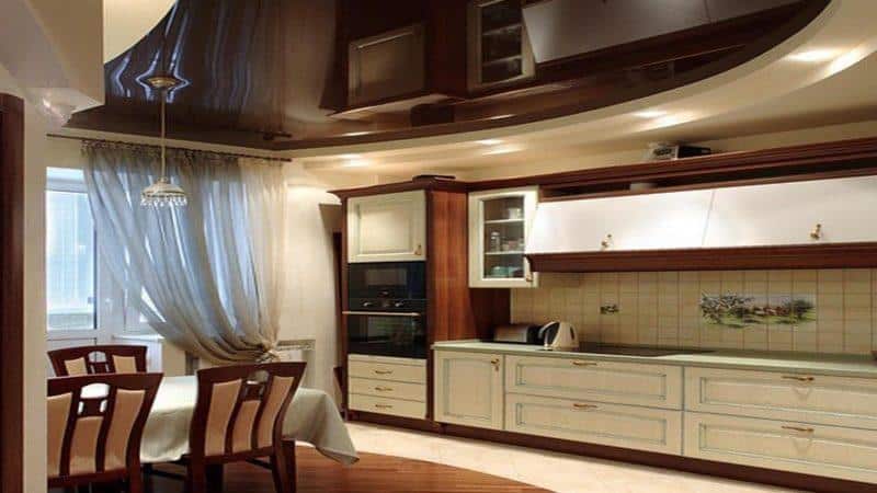 Всё о натяжных потолках для кухни