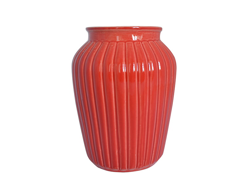 Ваза Ребристая Дымов Керамика 2 л Цвет: красный, товары для загородного до фото 1