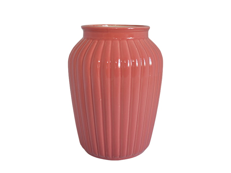 Ваза Ребристая Дымов Керамика 2 л Цвет: розовый, товары для загородного до фото 1