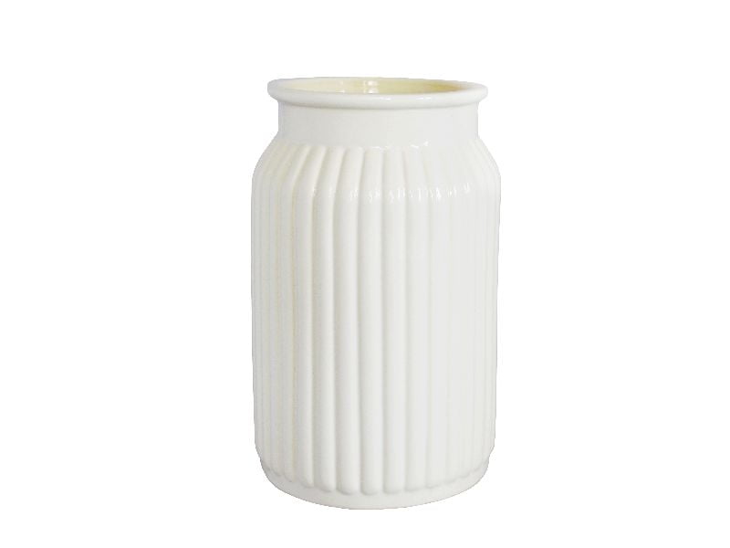 Ваза Ребристая Дымов Керамика 1.3 л  Цвет: белый матовый, товары для загор фото 1