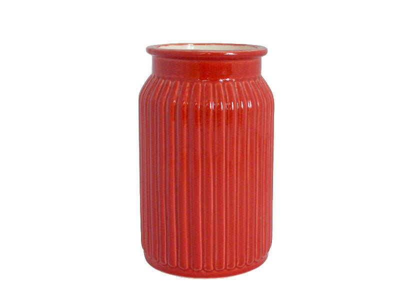 Ваза Ребристая Дымов Керамика 1.3 л  Цвет: красный, товары для загородного фото 1