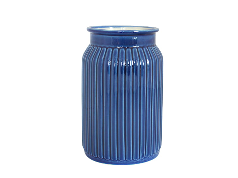 Ваза Ребристая Дымов Керамика 1.3 л  Цвет: синий, товары для загородного д фото 1