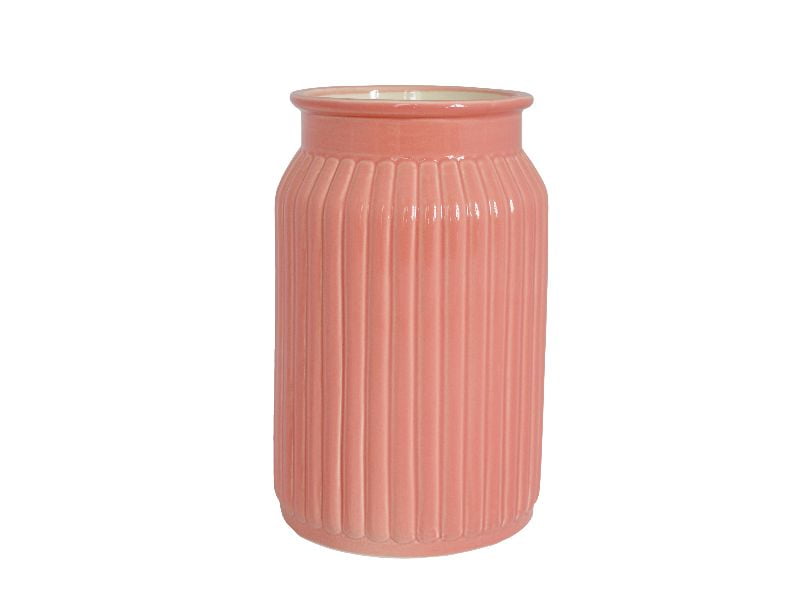 Ваза Ребристая Дымов Керамика 1.3 л  Цвет: розовый, товары для загородного фото 1