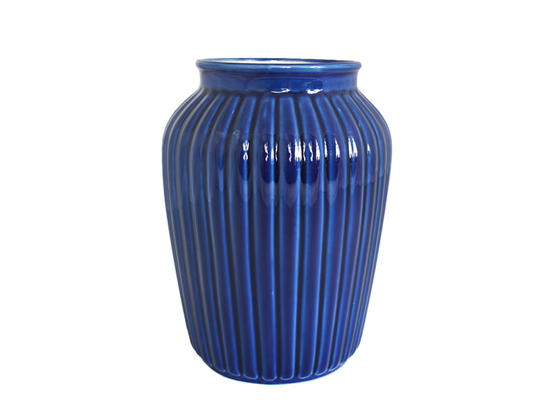 Ваза Ребристая Дымов Керамика 2 л Цвет: синий, товары для загородного дома фото 1